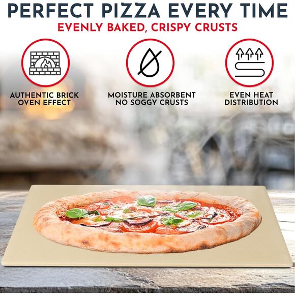 Crack Resistant Pizza Stone 15 by 12 Inch Oven Grill Even Heating Crispy - Picture 5 of 6